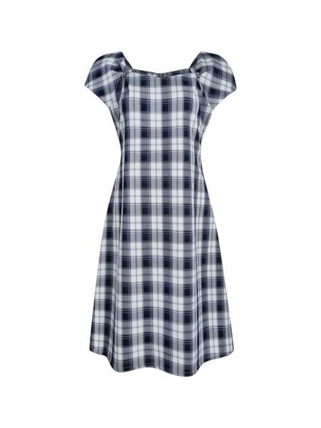  Hanh Đầm midi cổ vuông đính đá, tay ngắn 