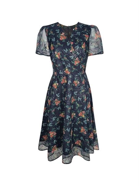  Đầm suông cổ tròn họa tiết, tay bèo 3622/3.624 