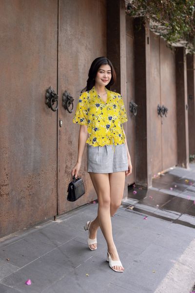  Áo Hạnh cổ sơ mi, tay ngắn, eo dún thắt nơ 3415/4.15 