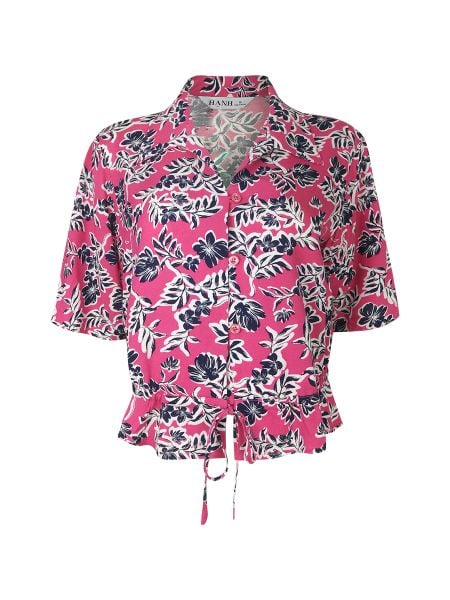  Hạnh Áo cổ sơ mi, tay ngắn, eo dún thắt nơ 