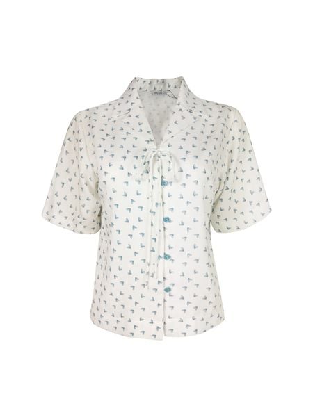  Áo sơ mi cổ danton thắt nơ, tay ngắn 3416/4.129 