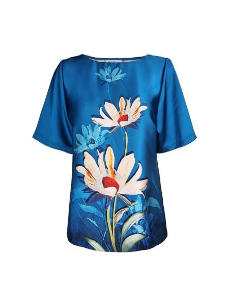  Hạnh Áo cổ tròn in họa tiết, tay ngắn 