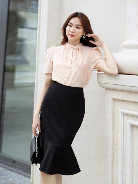  Áo cổ sơ mi cách điệu, tay phồng 3429/3.373 