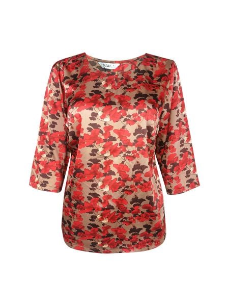  Áo cổ tròn xẻ kết hạt, tay lửng 