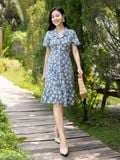  Đầm cổ cách điệu, tay phồng 