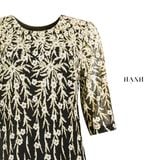  Hạnh Đầm thun suông in cổ tròn họa tiết, tay lửng 