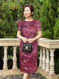  Đầm thun cổ tròn , nhún eo 