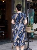  Đầm thun Hạnh cổ tròn , nhún eo 