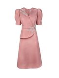  Đầm midi cổ tim, tay xếp phồng đính hoa tinh tế 