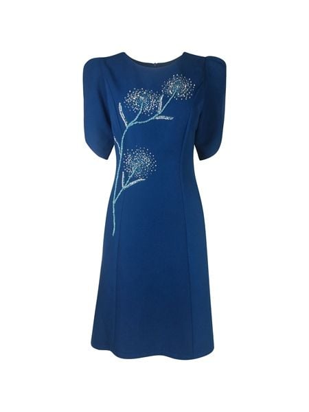  Đầm midi cổ tròn, tay xếp phồng kết hoa tinh tế 3642/4.131 