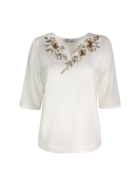  Áo xẻ lá trầu thêu hoa, tay lửng  4404/4.176 