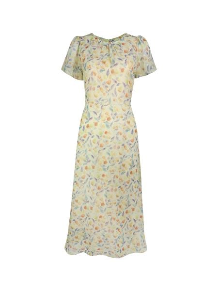  Đầm dài Hạnh cổ tròn xếp li, tay ngắn, trẻ trung 