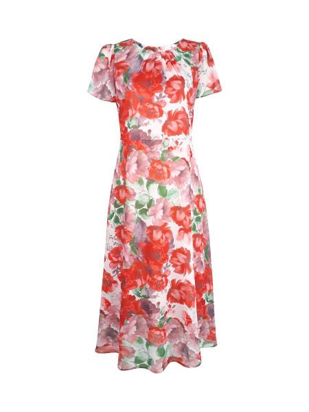  Đầm dài Hạnh cổ tròn xếp li, tay ngắn, trẻ trung 