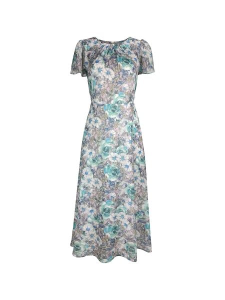  Đầm dài Hạnh cổ tròn xếp li, tay ngắn, trẻ trung 4612/4.414 