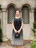  Đầm thun  Hạnh họa tiết,tay ngắn 
