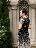  Đầm thun  Hạnh họa tiết,tay ngắn 