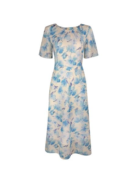  Đầm dài Hạnh cổ tròn xếp li, tay ngắn, trẻ trung 4626/4.435 