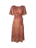  Đầm thun lưới cổ tròn, eo cách điệu thắt nơ, tay ngắn 