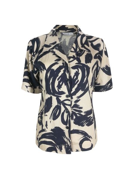  Hạnh Áo sơ mi in họa tiết lá ,tay ngắn 5402/5.93 