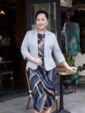  Áo vest Hạnh, sọc xám, 1 nút tay lửng 