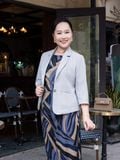  Áo vest Hạnh, sọc xám, 1 nút tay lửng 