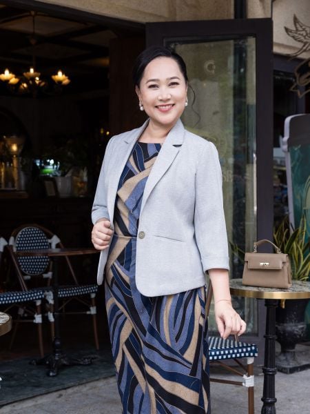  Hạnh Áo vest, sọc xám, 1 nút tay lửng 