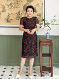  Đầm Hạnh cổ tròn ren 3D, eo xếp cách điệu, tay ngắn 
