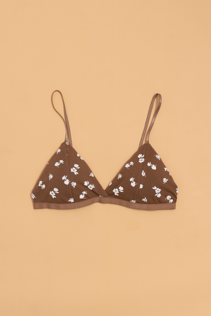 Bralette thun cotton Hoa Nâu