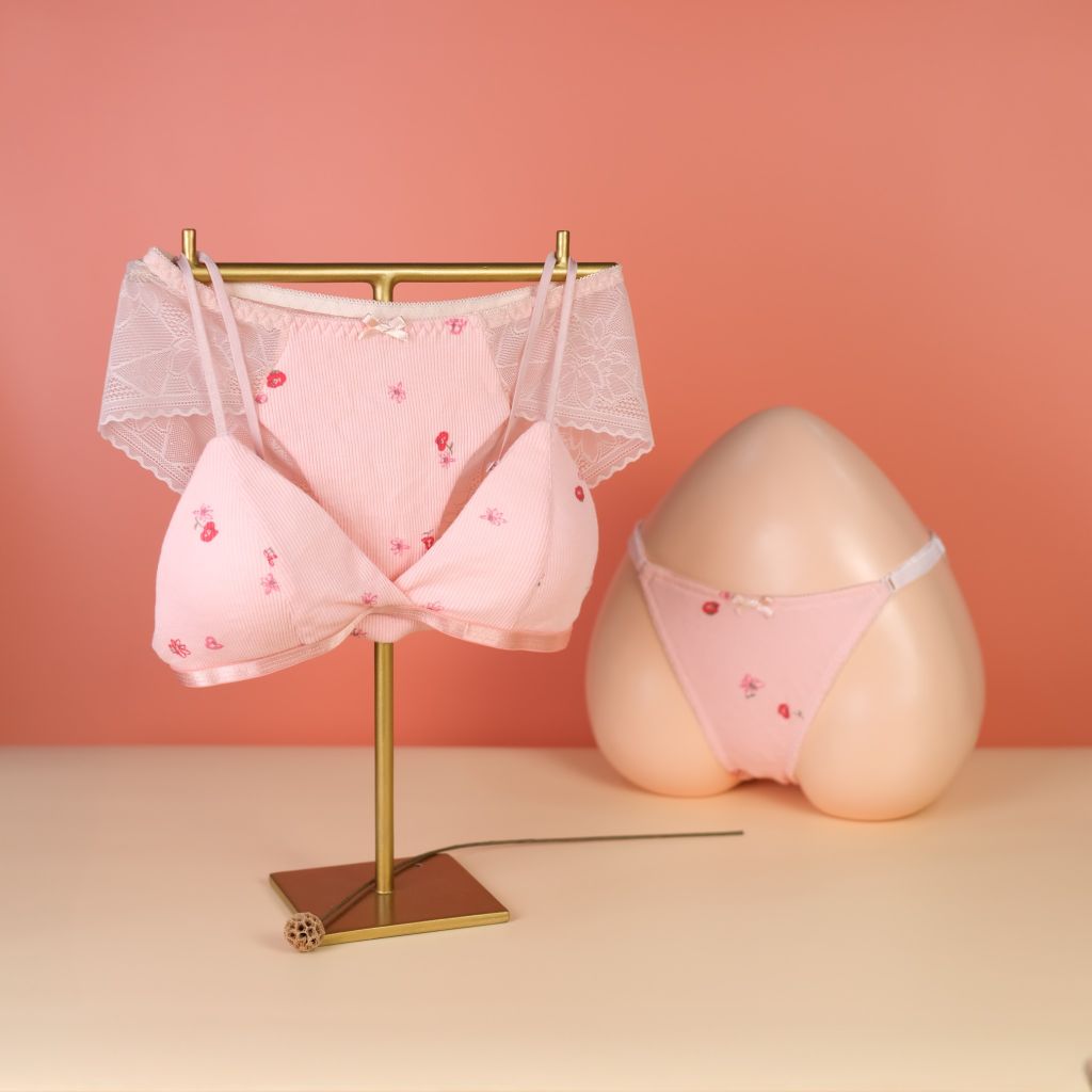 Bralette Thun Gân Hồng Phấn Hoa