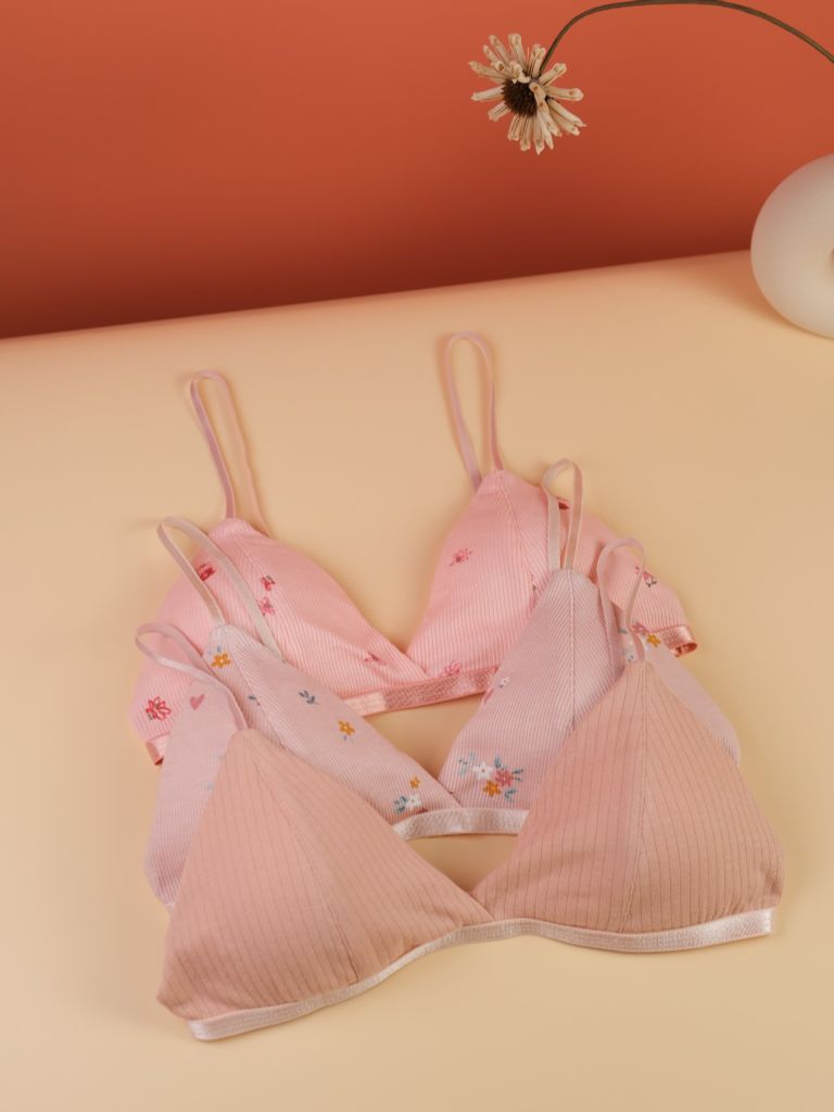 Bralette Thun Gân Hồng Phấn Hoa