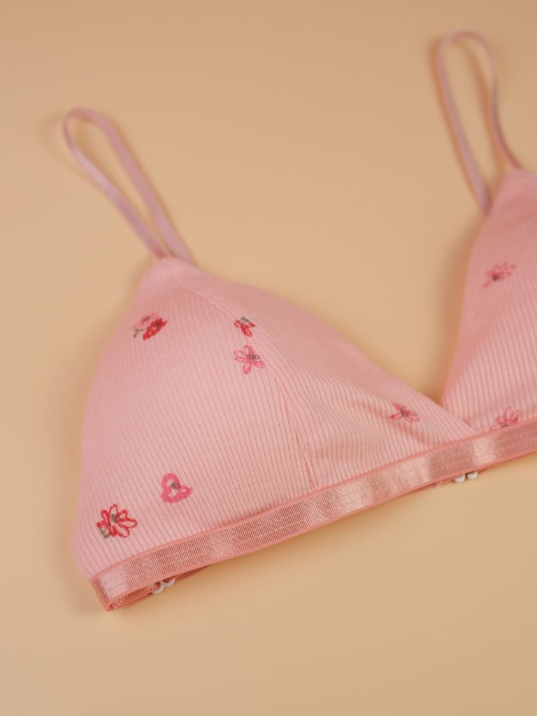 Bralette Thun Gân Hồng Phấn Hoa