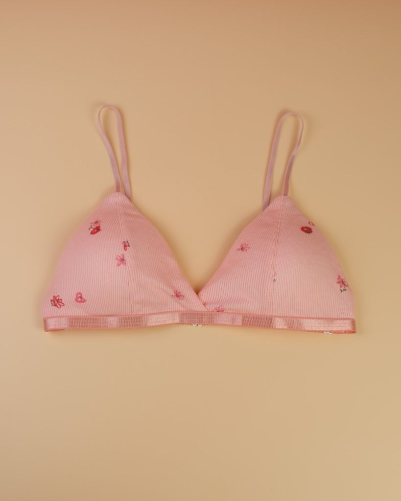Bralette Thun Gân Hồng Phấn Hoa