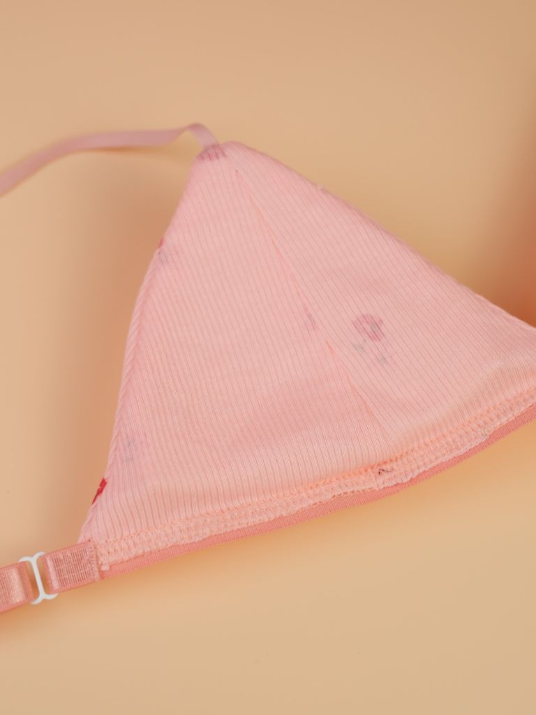 Bralette Thun Gân Hồng Phấn Hoa