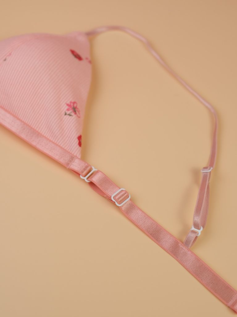 Bralette Thun Gân Hồng Phấn Hoa