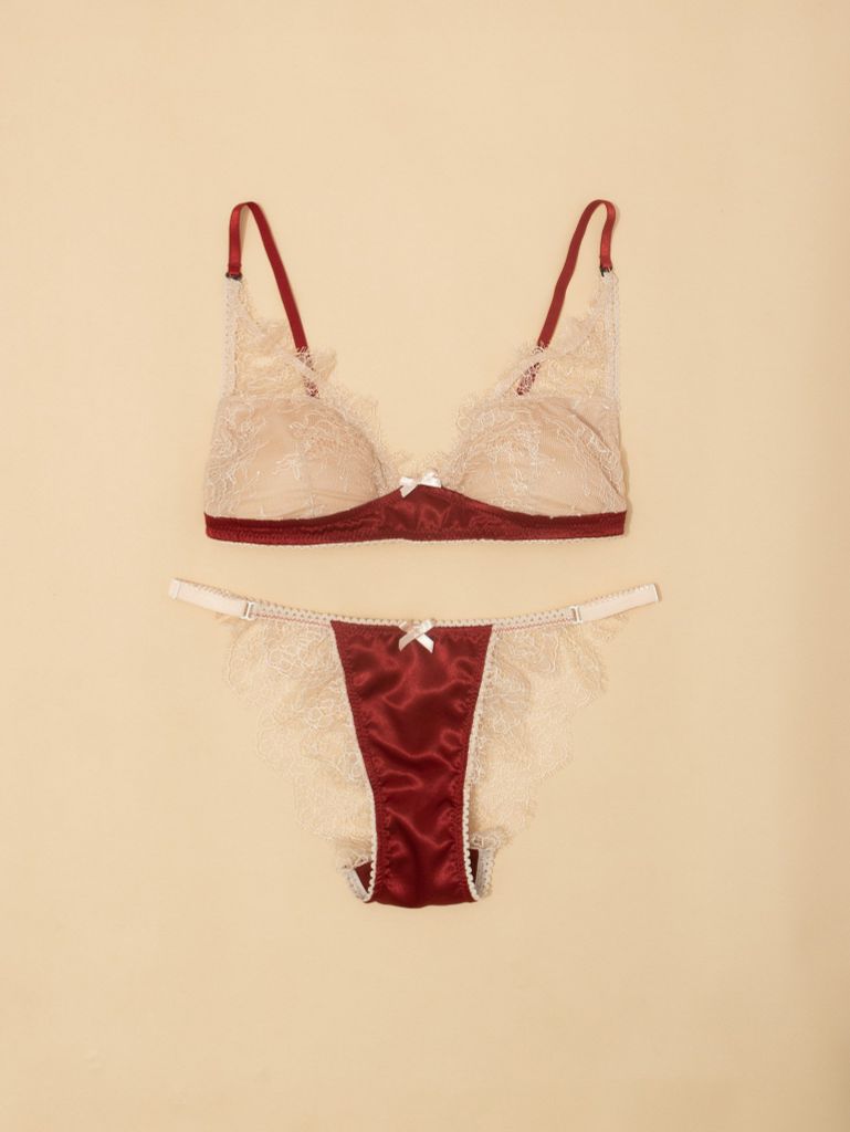 Bralette Lụa Phối Ren Ngân Hoa
