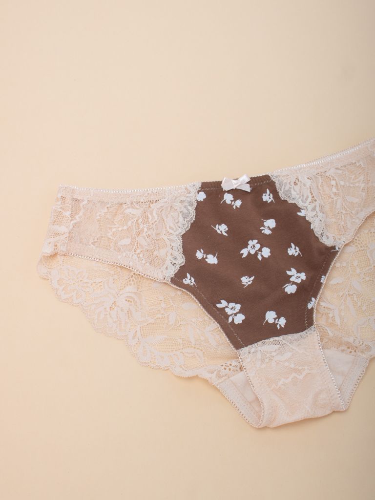 Quần Full Mông Thun Cotton Hoa Nâu.1