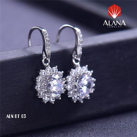  BÔNG TAI NỮ VÀNG TRẮNG 14K , KIM CƯƠNG MOISSANITE VIÊN CHỦ 6.3 