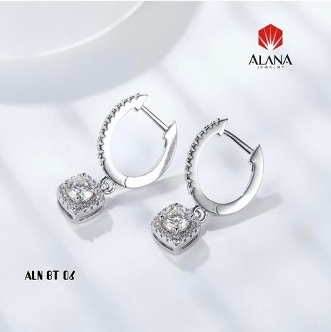  BÔNG TAI NỮ ĐƠN GIẢN THANH LỊCH , VÀNG TRẮNG 18K , ĐÁ CHỦ KIM CƯƠNG MOISSANITE 5.4 