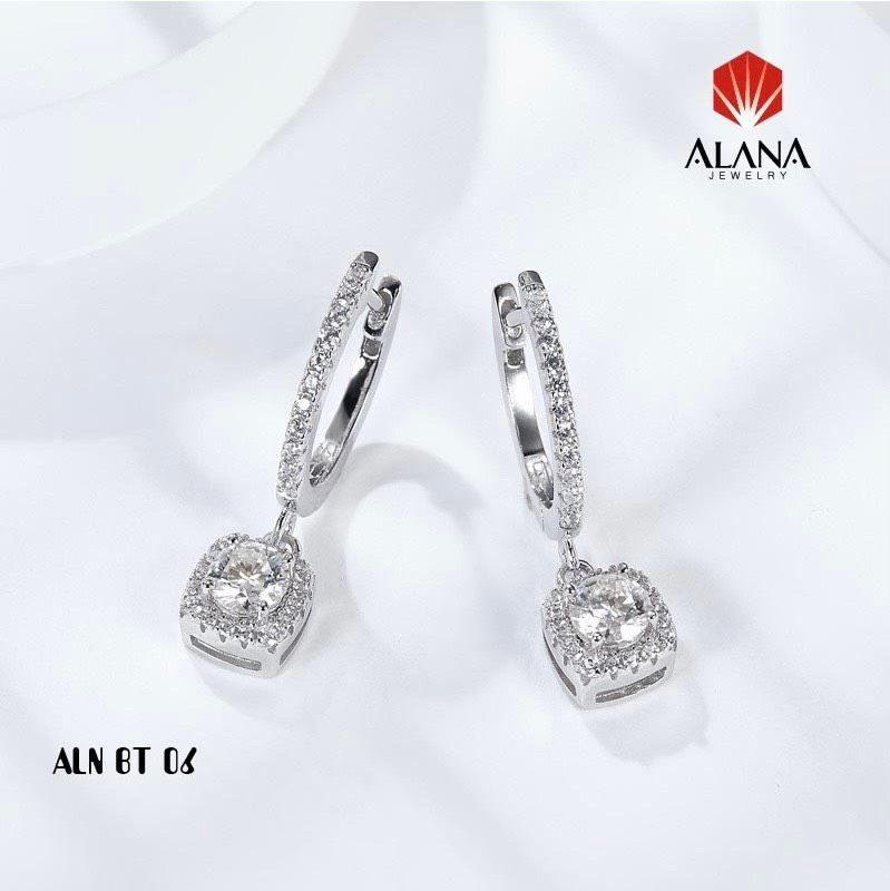 BÔNG TAI NỮ ĐƠN GIẢN THANH LỊCH , VÀNG TRẮNG 18K , ĐÁ CHỦ KIM CƯƠNG MOISSANITE 5.4