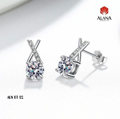  BÔNG TAI NỮ TINH TẾ SẮC SẢO , KIM CƯƠNG MOISSANITE , VÀNG TRẮNG 18K , VIÊN CHỦ 6.3 