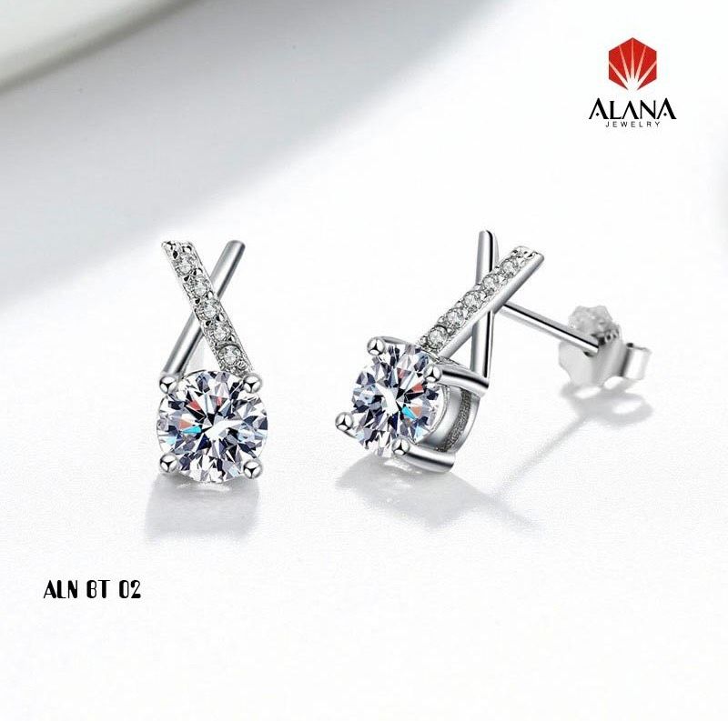 BÔNG TAI NỮ TINH TẾ SẮC SẢO , KIM CƯƠNG MOISSANITE , VÀNG TRẮNG 18K , VIÊN CHỦ 6.3