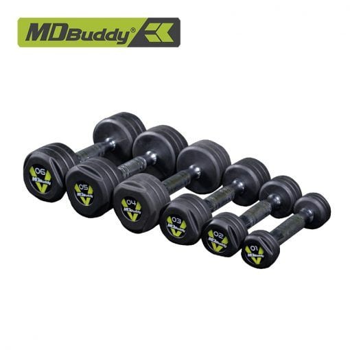 Bộ tạ tay bọc cao su 1kg-10kg MDBuddy MD2123