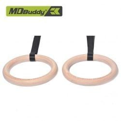 Vòng tập thể dục bằng gỗ Wooden Gym Ring kèm dây đai điều chỉnh MDBuddy MD1352