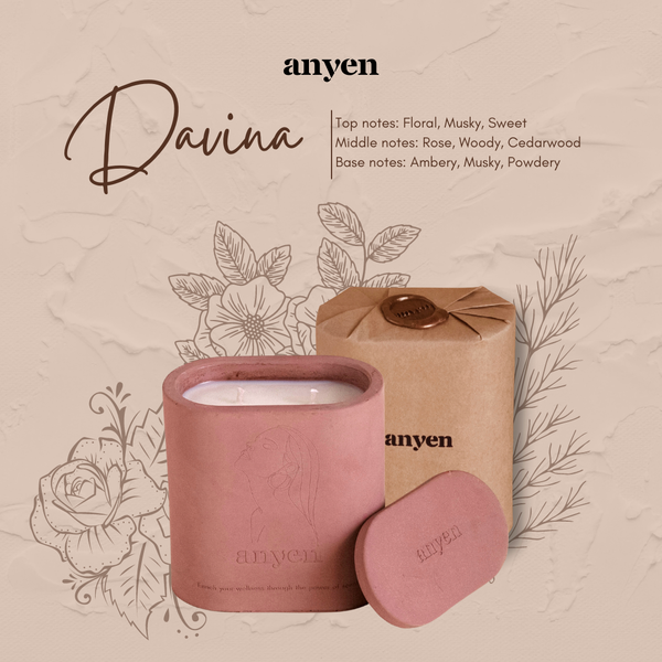  Davina - Nến thơm (scent of Rose & Musk / hương Hoa Hồng & Xạ Hương) 