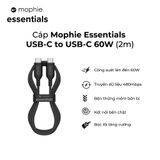  Cáp USB-C to USB-C (60W) mophie Essentials 2M 