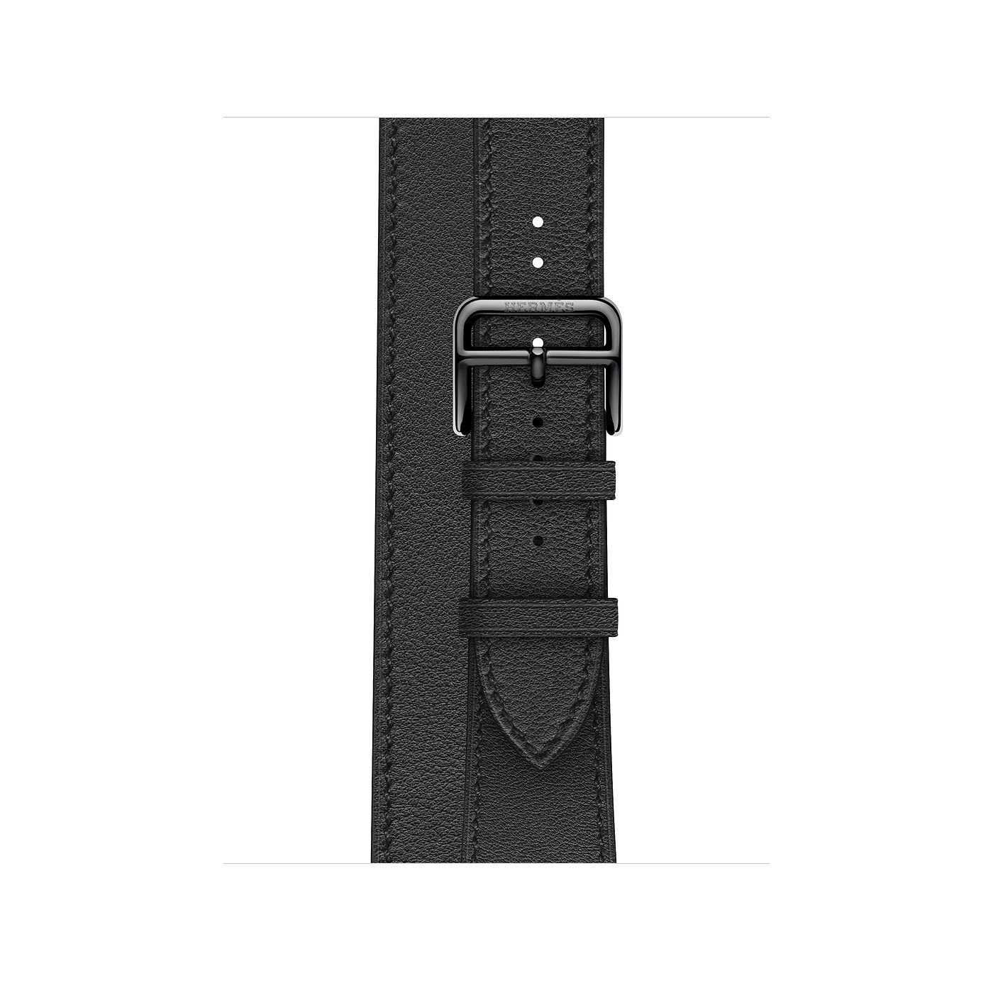  Apple Watch 40mm Hermès Space Black Stainless Steel Case with Noir Swift Leather Double Tour 