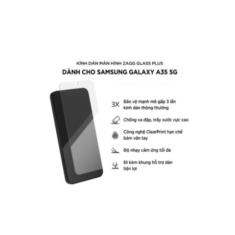  Kính dán màn hình ZAGG Glass Plus - Samsung A35 5G 