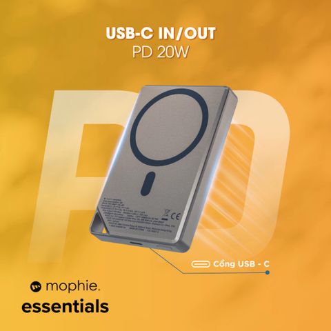  Sạc dự phòng mophie Essentials Snap+ 10,000mAh Metallic 