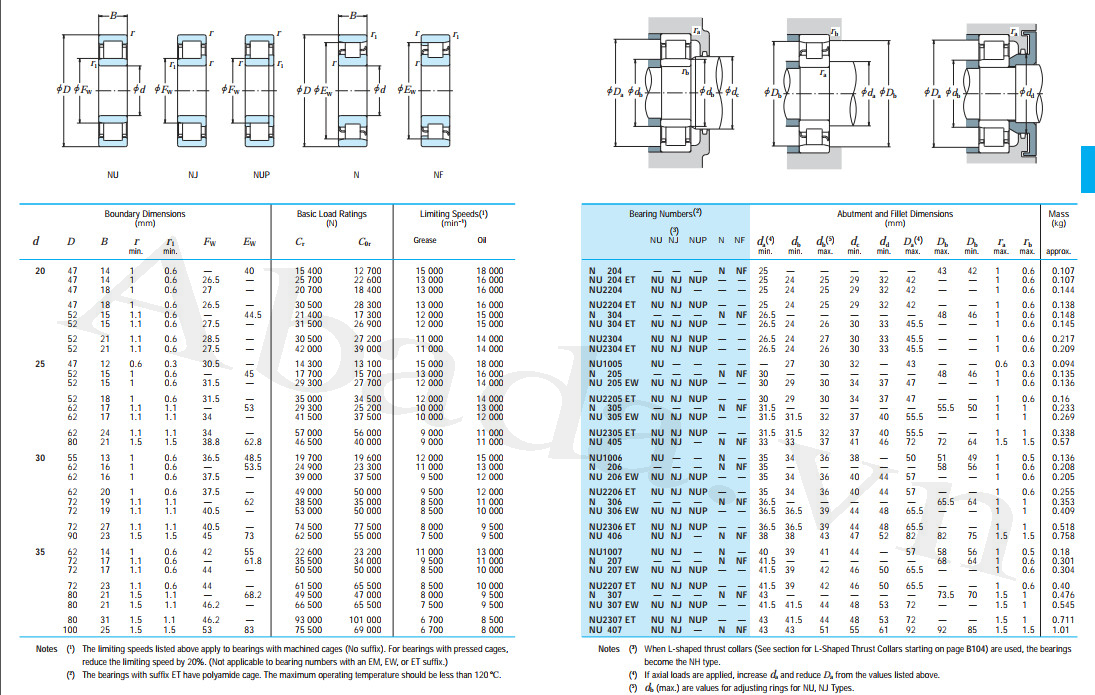 Vòng bi NU2206EM NSK