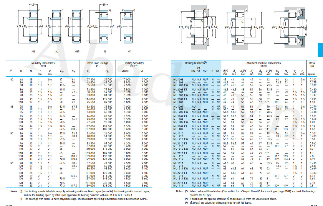 Vòng bi NU2208W NSK